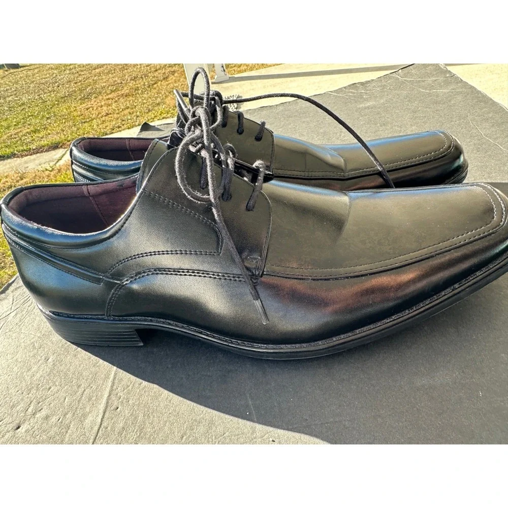Freeman Colten Men's Black Bicycle Toe‎ Oxford Dress Shoes 12W 1660 1318
